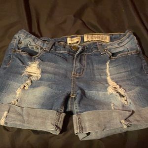 Cuffed jean shorts